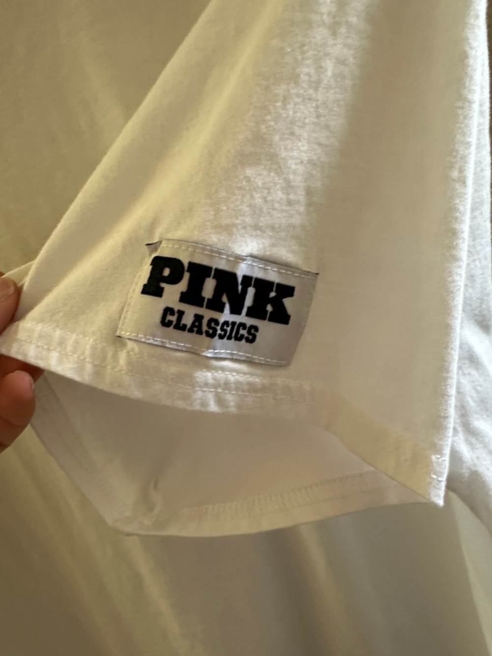 PINK Victoria's Secret White Short Sleeve Crew Tee Oversized small - Picture 2 of 4